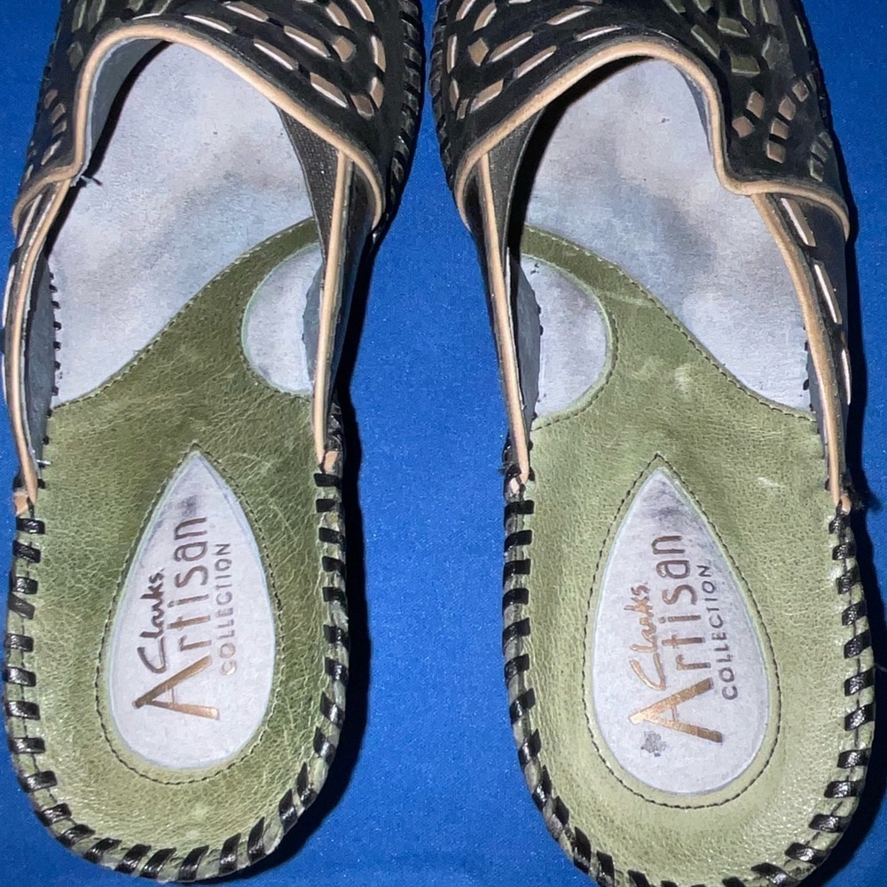 Clarks Artisan Collection Leather Clogs Black Boho Comfort Mules Women’s Size 7½ - Picture 7 of 9